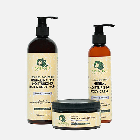 Herbal-Infused Hair & Body Wash, Rose Hip Seed Oil Body Creme & Sugar Body Scrub