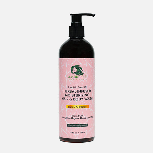 AMBROSIA ORGANICS Rose Hip Seed Oil Infused Organic Hair & Body Wash 16 FL NEW